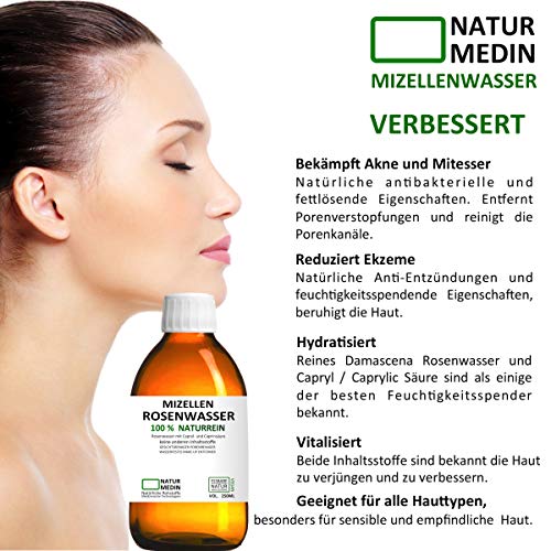 MIZELLEN ROSENWASSER 250-ml, Mizellenwasser, Gesichtswasser, 100% naturrein, nur 2 essbare Inhalsstoffe ohne… - Image 7