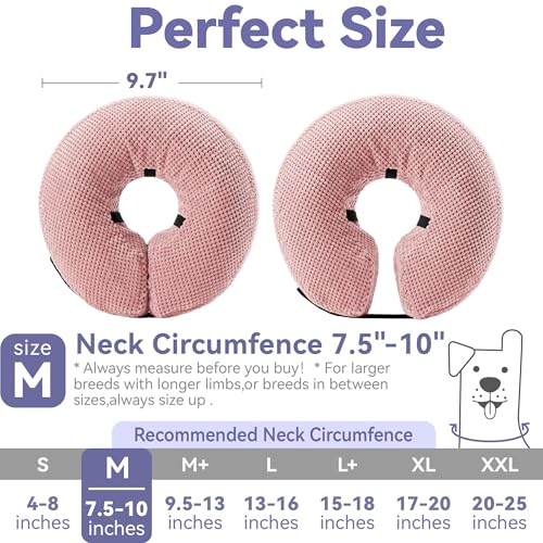 Image of Loflaze Soft Inflatable Dog Cone Collar for Large Medium Small Dogs Cats - After Surgery Dog Neck Donut Collar, ECollar Alternatives for Recovery - Pink, M