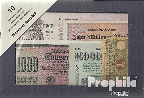 Preisvergleich Produktbild Deutsches Reich 10 verschiedene Banknoten Weimarer Republik (Banknoten für Sammler)