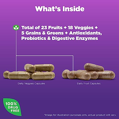 Natrol Juicefestiv Daily Fruits & Veggies Capsules, With Selenoexcell, 46 Fruits, Vegetables, Grains & Greens, 45 Servings, Improves Metabolism, Boosts Energy & Well-Being, 180 Ct (Two 90 Ct Bottles) #TOP3