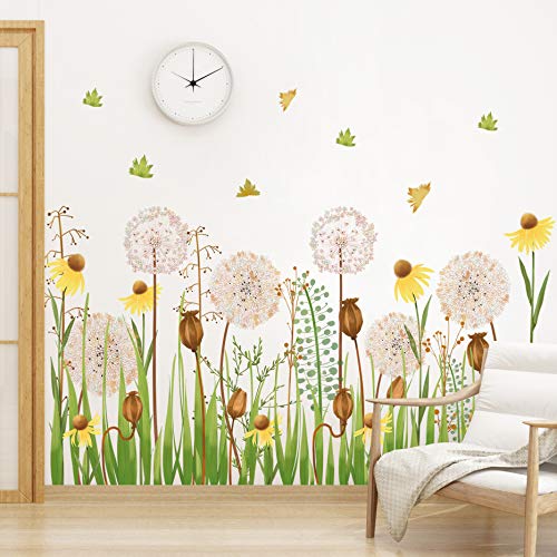 Amaonm Removable 3D Waterproof Green Plants Grass And Dandelion Wall Decals Diy Peel And Stick Decor Wall Sticker For Kids Girls Baby Bedroom Living Room Kindergarten Nursery Classroom Decoration (B) #TOP5