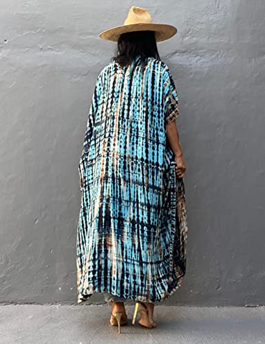 Image of Bsubseach Stylish Tie Dye Open Front Long Kimono Swimsuit Coverup for Women | Loose Fit Boho Style Bathing Suits Cardigans,Summer Causal Resort Wear