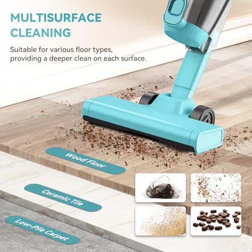 Image of Vazone R6X Corded Stick Vacuum Cleaners for Home, 20Kpa Powerful Suction Stick Vacuum with 16Ft Cord, 2 in 1 Lightweight Handheld Vacuum Cleaner for Hardwood Floor Pet Hair (Teal)