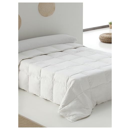 Belnou Edredon Relleno Nordico de Pluma. Blanco Liso. Grueso Blando Comodo Ligero. Diseño 90% Plumon de Oca. 240x220 cm Cama 150/160 cm