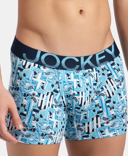 Image of Jockey FP23 Men's Super Combed Cotton Elastane Stretch Printed Trunk with Ultrasoft Waistband