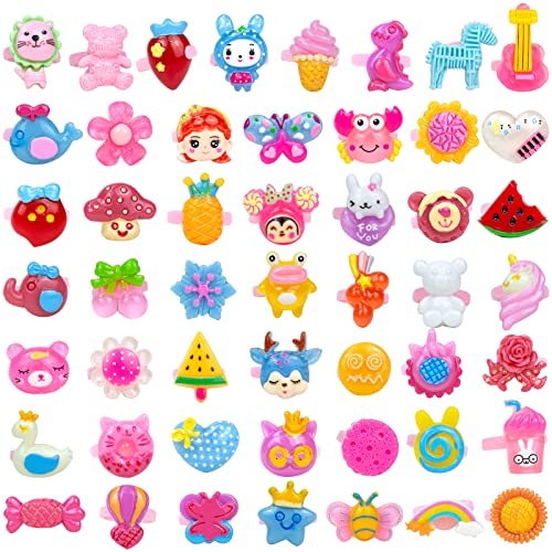 50 Pcs Little Girl Jewelry Rings Birthday Gifts- Kids Pretend Play And Dress Up Jewelry Rings For Girls 3-12 Year Old Festive Gift | A Variety Of Rings Styles Easter Basket Stuffers Party Favors #TOP1