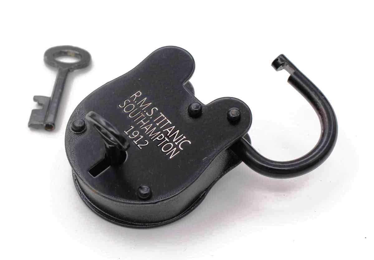 RMS Titanic Model Padlock - 3.5 Inch Cast Iron Antique Lock With 2 Skeleton Keys