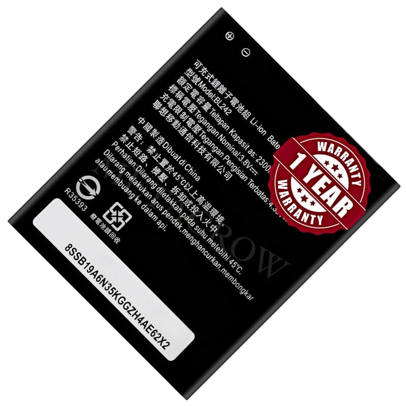 Image of Original BL242 Battery Compatible for Lenovo A3580 | A3860 | A3900 | A6000 | A6000 Plus | A6010 | A6010 Plus | K3 (K30-T, K30-W) | Vibe C (A2020a40) - (2300mAh) - 1 Year Warranty JK1