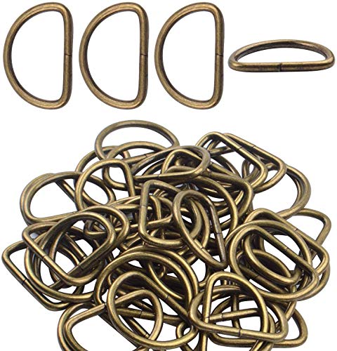 50pcs Anillos D Metálicos Hebilla Anillo para Artes Manualidades Mascota Cuellos Bolso Cierre,Bronce Cover