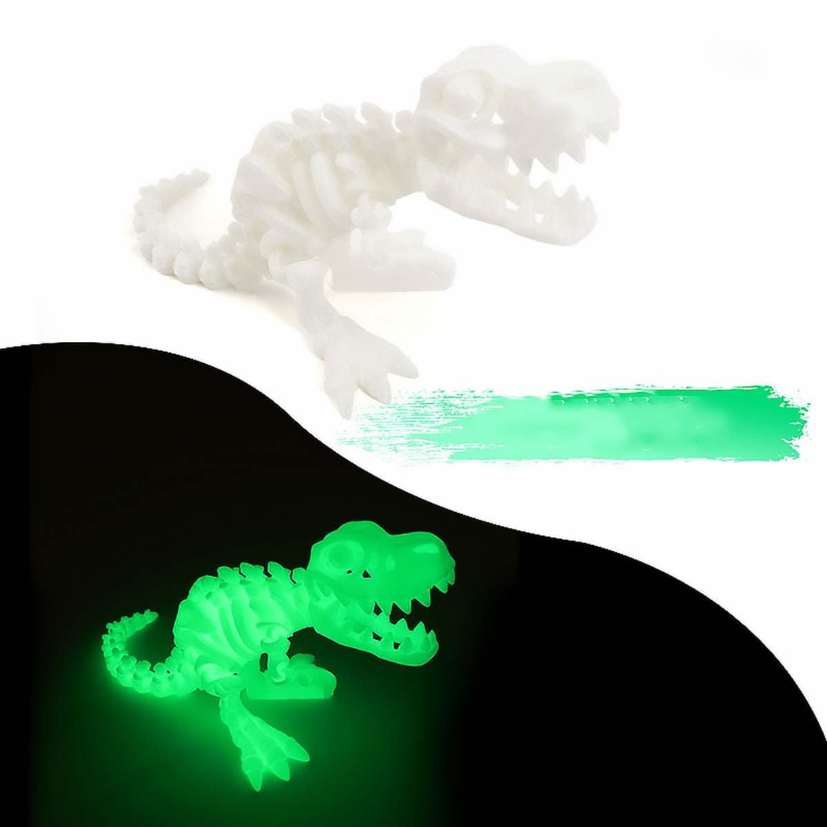 YNTOXIN 9.84" 3D Printed Dinosaur, Articulated Dinosaur Fidget Toy, Flexible Pearly Sheen Tyrannosaurus Home Office Decor Desk Toy L-GREEN