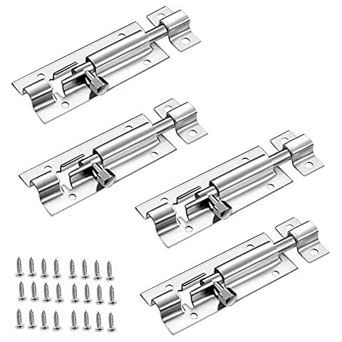 Door Lock Bolt, Stainless Steel Bathroom Door Lock, Door Latch Sliding Lock with Screws for Bathroom, Toilet, Window, All Types of Internal Doors, 3 Inch Cover