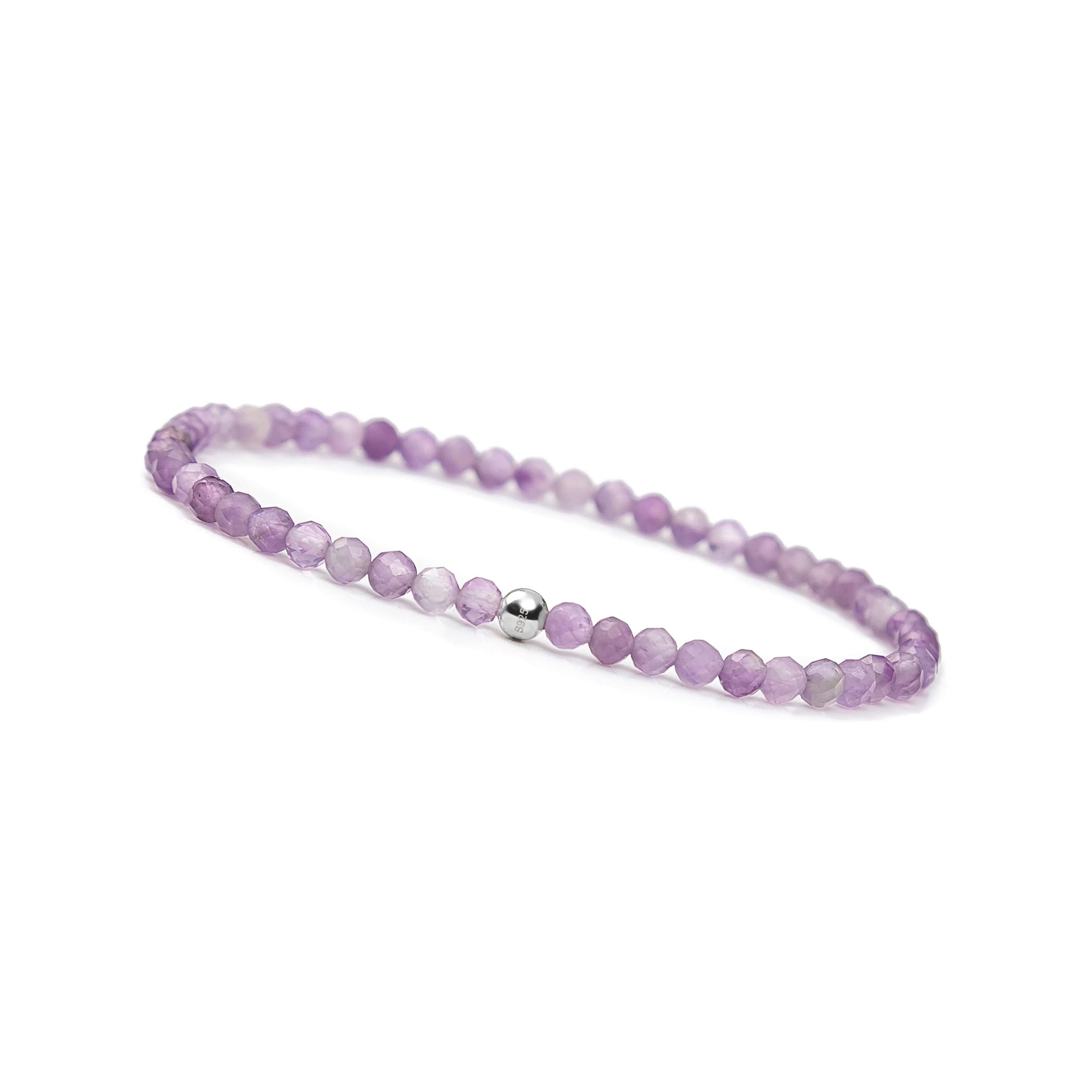 GD GOOD.designs Armband Damen mit echten Natursteinen und 925 Silber Perle I Naturstein Armband aus facettierte 4mm Edelstein Perlen - Inkl. Geschenkbeutel