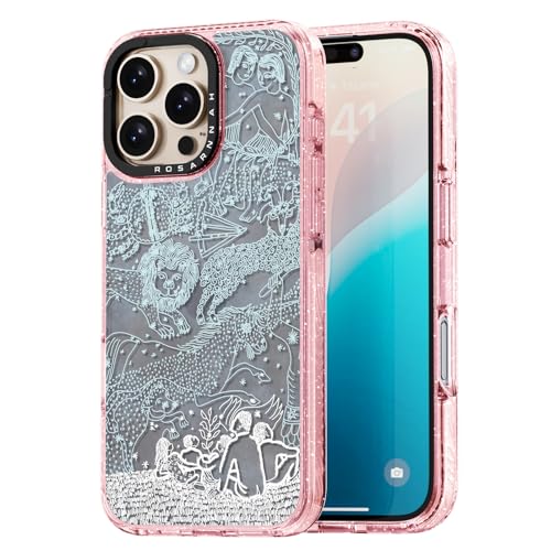 Coque iPhone 16 Pro Max antichoc rose pailleté horoscope