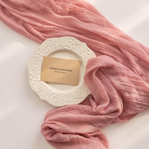 Image of 2Pcs Dusty Rose Cheesecloth Table Runner 120 Inches for Party Home Decor