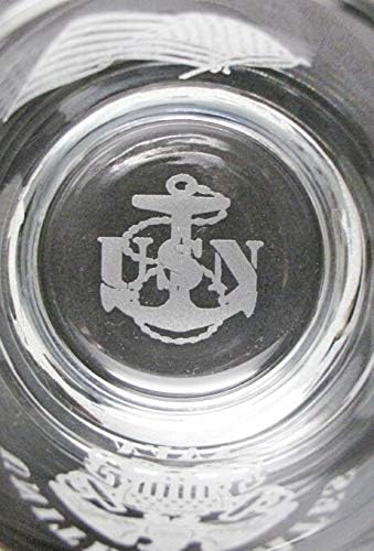 U.S. Navy 15oz. Beer Mug with Handle - Engraved with Navy Logo, American Flag and Navy Anchor