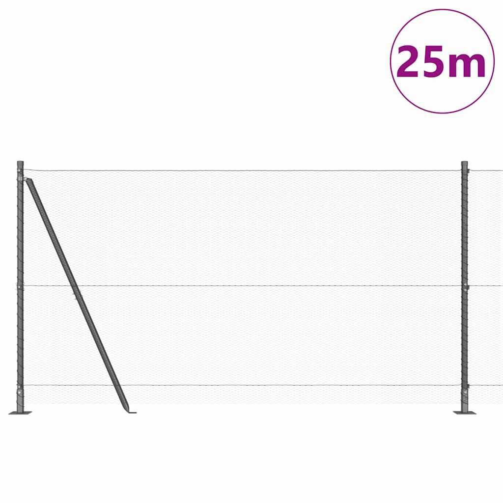 Recinzione esagonale da giardino, 25 x 1,2 m, grigio, in filo di acciaio rivestito in PVC, per terrazza e protezione per animali domestici