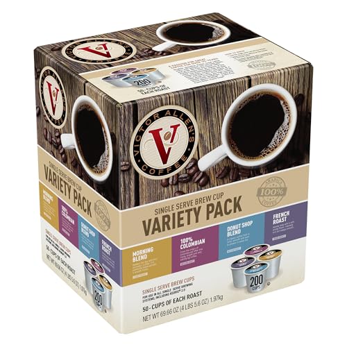 Image of Victor Allen's Coffee Favorites Variety Pack, 200 Count, Single Serve Coffee Pods for Keurig K-Cup Brewers (Morning Blend, 100% Colombian, Donut Shop Blend, French Roast)