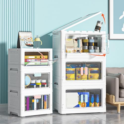 Armoire de rangement double à roues boîte pliable transparente de salon