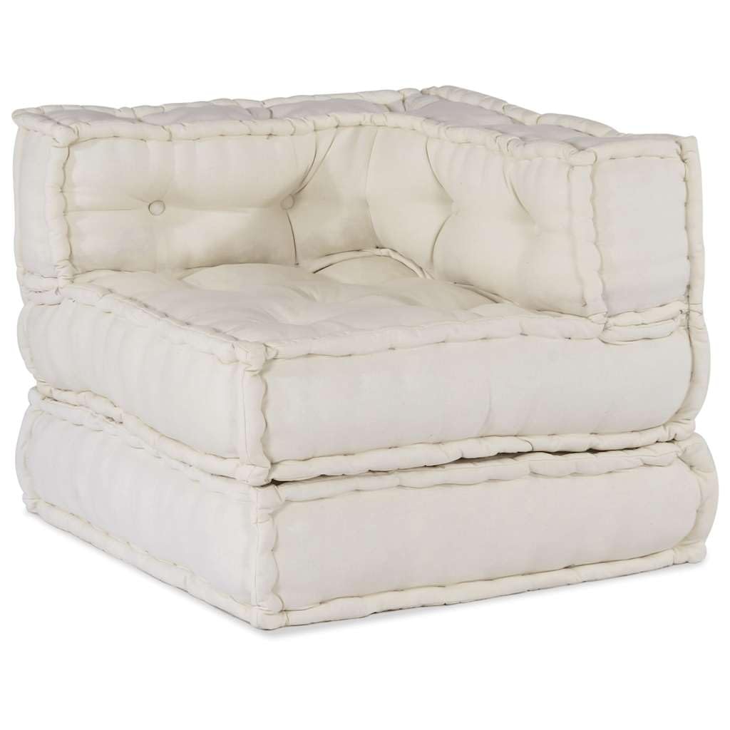 SYDE Sofá Modular Crema 70x70x54 Tela | Relleno de espuma, algodón suave, diseño versátil, para sala, porche o juegos