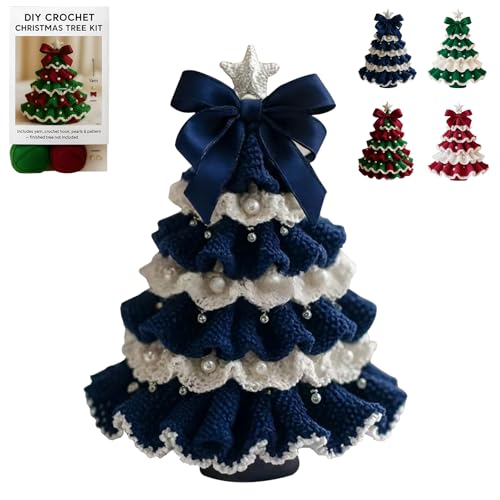 Dewppxi DIY Häkel-Weihnachtsbaum-Set, Handgefertigter Gehäkelter...