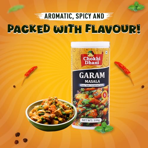 Image of Chokhi Dhani Garam Masala Powder 100g | Aromatic Indian Spice Mix | Rich Flavour Curry Masala for Sabzi, Dal & Gravies | Homemade Style Desi Garam Masala | No Artificial Colours