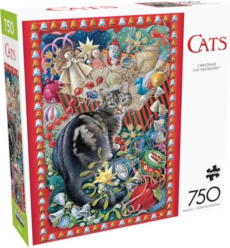 Buffalo Games - Christmas Cat-tastrophy - Rompecabezas para adultos de 750 piezas | Tamaño terminado 24 x 18 pulgadas, tablero reciclado, incluye póster miniatura 1
