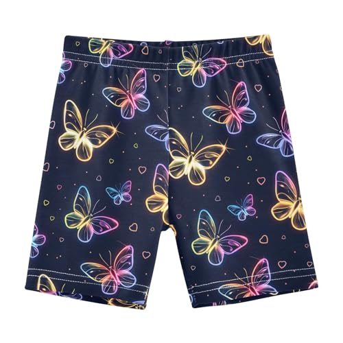 Beautiful Neon Flying Butterflies Girls Shorts Elastic Waist Sports Shorts Girls Leggings Pants for 4-10 Years