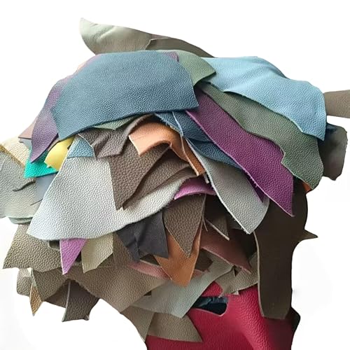 Leather Scraps 1.5-2.0mm (3.6-5 oz) Thick Genuine Cowhide Scraps Leather Scrap for Tools/Crafts/DIY Mixed Colors Leather for Crafting (Thick 500 Grams)
