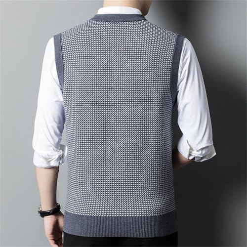 Men 14% Wool Knit Tank Sleeveless Sweater Jumpers Thick For Winter V Neck Retro Vest3