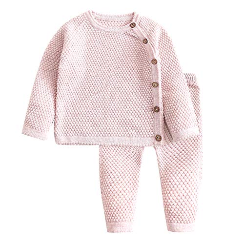 vastwit Knitting Sweater for Toddler Baby Girls Boys Side Cardigan Shirt and Pants Winter Clothes Set Taro 3-6 Months