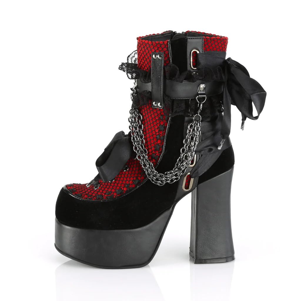 Sexy High Heels Boots for Women Round Toe Platform Booties Side Zipper Ankle Platform Boots for Women Goth