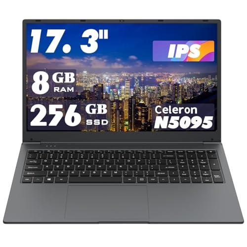 Image of 17.3-inch Laptop: Celeron N5095 Processor (up to 2.9GHz), 8GB RAM + 256GB SSD Storage, Win 11 OS, with WiFi, USB 3.0, Webcam - Ideal for Students and Business Use