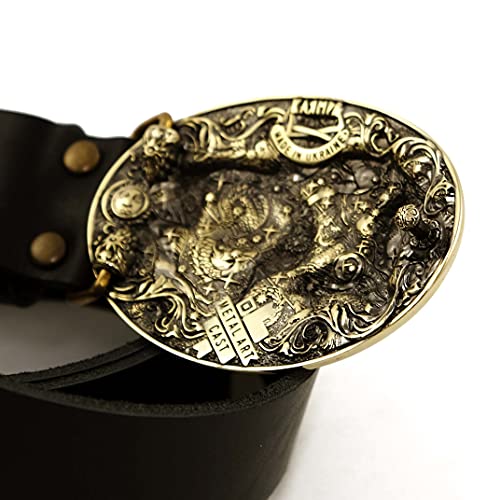 Leather belt with Taurus buckle, Taurus Bull Horoscope Astrological Zodiac Sign solid brass belt buckle on casual leather belt4