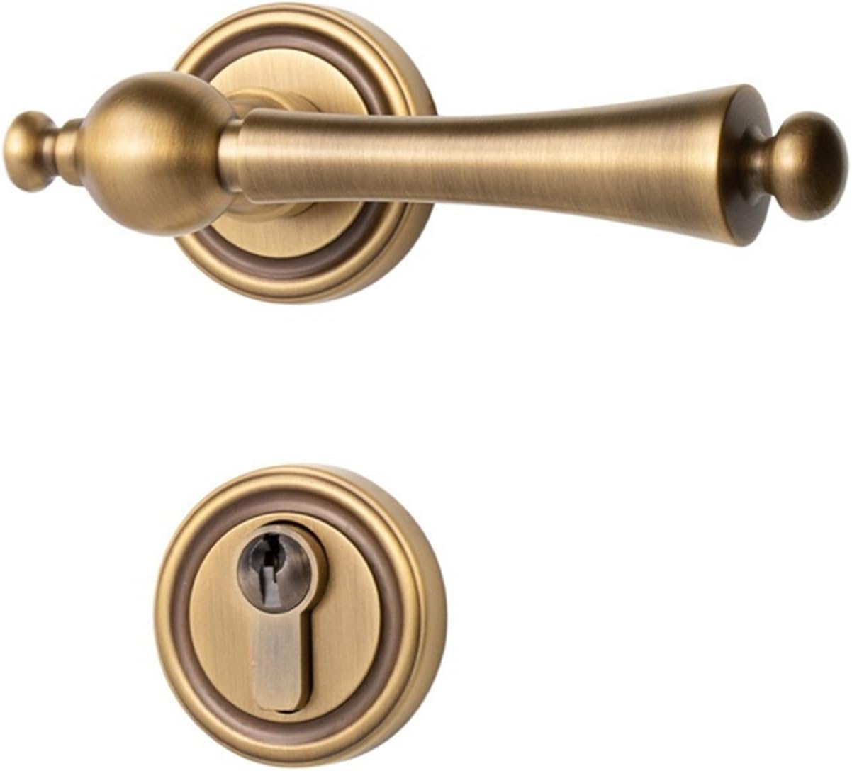 American Indoor Brass Door Lock Household Solid Wood Door Brass Bedroom Light Luxury Modern Silent Door Lock(Black)