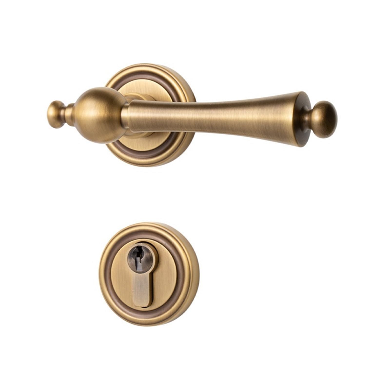 KXAOXGRC European Door Handle Set, Indoor Door Lock Handle Set, American Solid Wood, Brass, Black