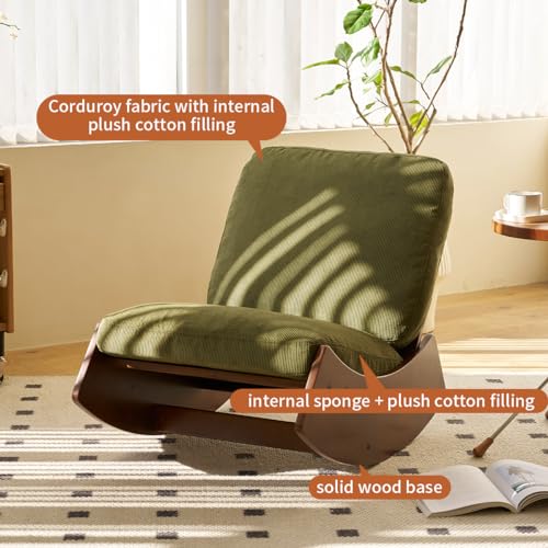 Sillón mecedor tapizado plegable verde miniatura 4