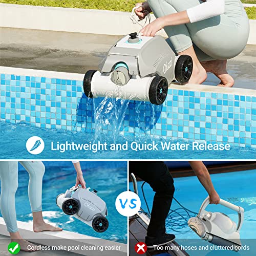 (2023 New) Ofuzzi Cyber Cordless Robotic Pool Cleaner, Max.120 Mins Runtime, Self-Parking, Automatic Pool Vacuum For All Above/Half Above Ground Pools Up To 1076Ft² Of Flat Bottom (Grey) #TOP2