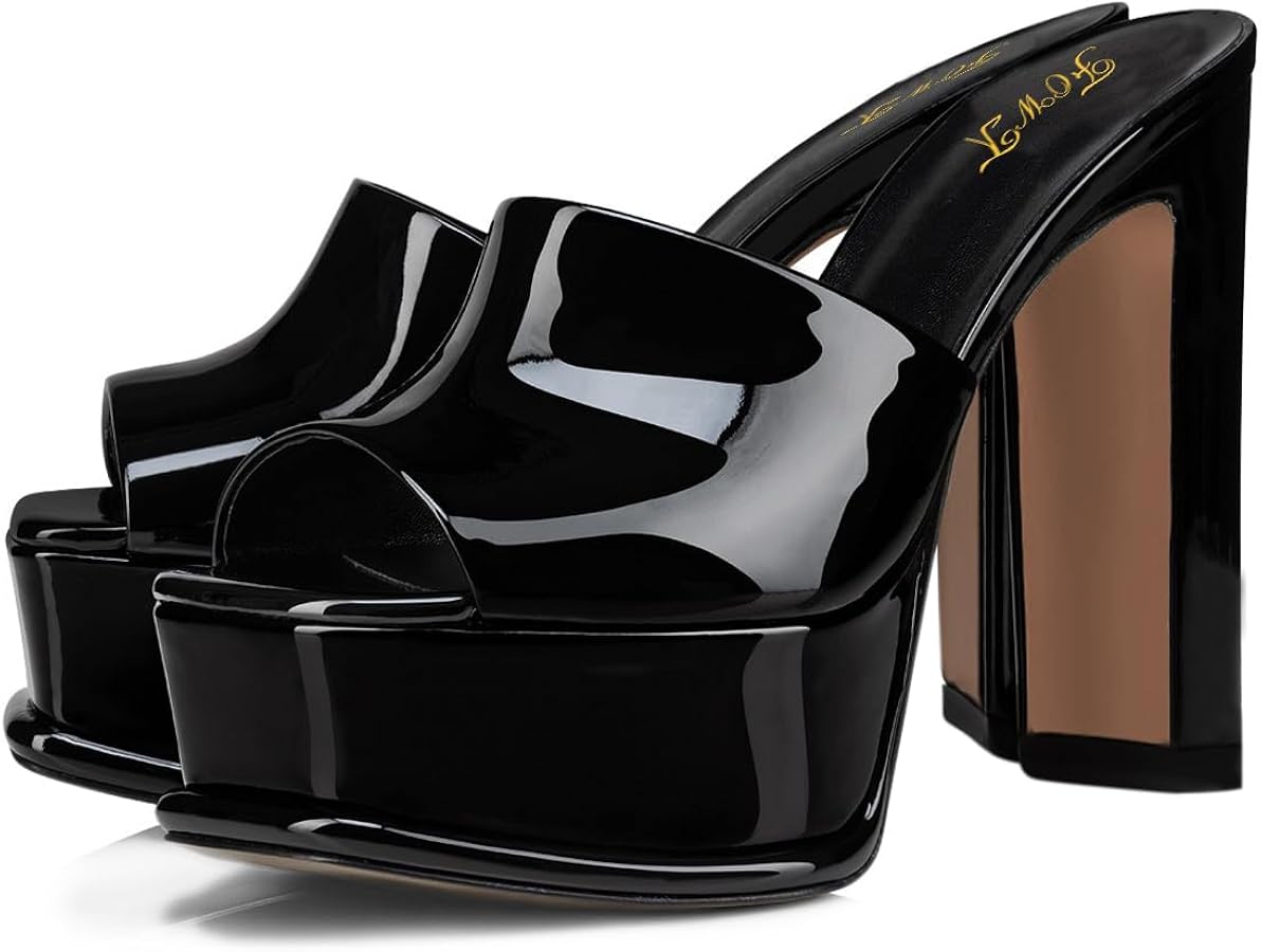 Amazon.com | FOWT Women Classic Peep Toe Platform Mules Chunky