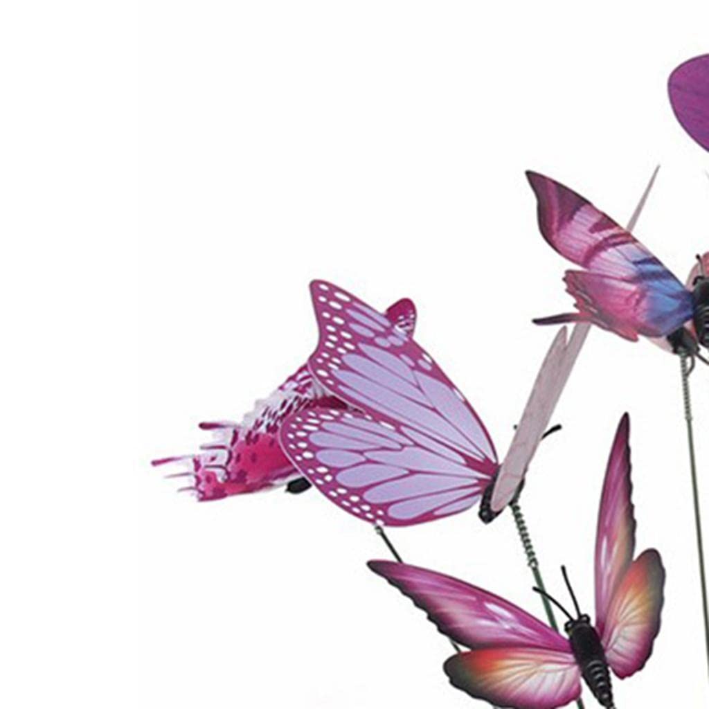 Fenteer 12pcs Colorful Butterfly Stakes Outdoor Yard Garden Flower Pot Decoration Craft, Purple