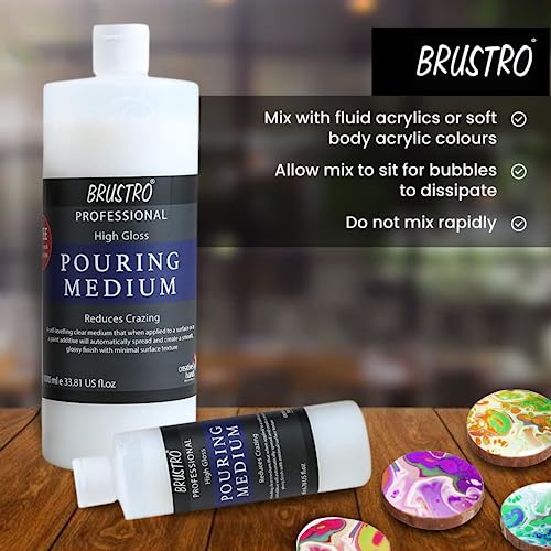 Image of BRUSTRO Pouring Medium 1000 Ml (1 LTR.). Free BRUSTRO Pouring Medium 200 Ml (Worth Rs. 499)