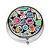 Produktbild Colorful Fun Set Cartoon 80s-90s Comic Style Custom Fashion Silver Round Pill Box Medicine Tablet Holder Wallet Organizer Case For Pocket Or Purse Vitamin Organizer Holder Decorative Box