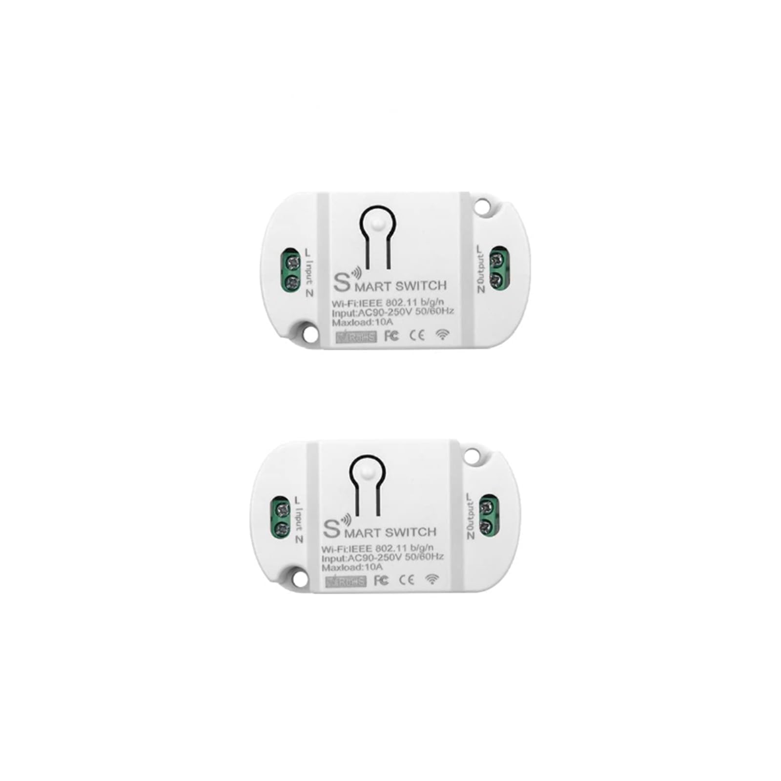 Interruptor de Luz Inteligente WIFI - 2 Piezas 10A Interruptore Inteligente Alexa,Smart Switch WIFI,Interruptori Inteligente Compatible con Alexa,Google Assistant,Tuya Smart Life,Interruptor Alexa