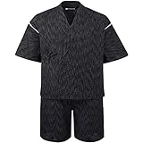 通用 KYOSAMA 甚平 メンズ 夏 部屋着 綿麻 6柄 M L LL パジャマ ルームウェア おしゃれ プレゼント 彼氏 父 実用的 ギフト 寝巻き 和柄 花火大会 夏祭り 敬老の日 04【B】白雨絣 LL Regular