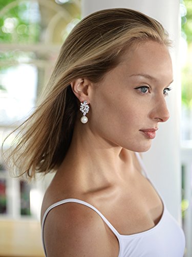 Mariell Pearl Drop Bridal Earrings With Cz Crystals, Statement Jewelry For Brides, Mother Of The Bride #TOP1