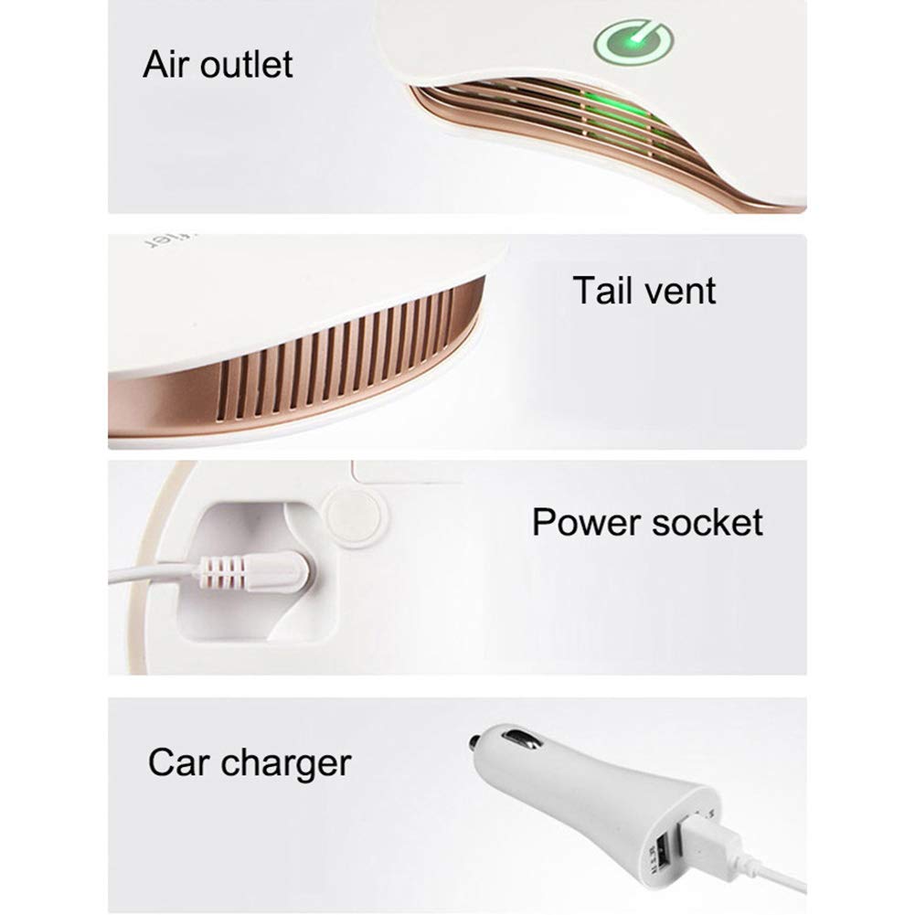 Purificatore d'aria con Filtro HEPA, 3-IN-1 Purificatore+Diffusore Aromi Effetti Pulita Rumore basso per Auto Casa Ufficio Stanza del bambino Bianco 03 18x13x3.6cm