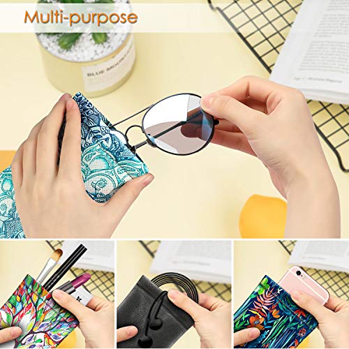 Image of FINTIE Soft Eyeglasses Case with Cleaning Cloth, Portable Squeeze Top Vegan Leather Glasses Pouch, Sunglasses Eyewear Bag