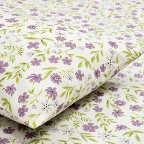 Image of Haus & Kinder Bedsheet for Single Bed Cotton, 58 x 98 Inches Single Bedsheet with 1 Pillow Cover, Pure Cotton 186 TC, Soft & Silk Bedsheet for Single Bed - Moonlit Lavender Garden