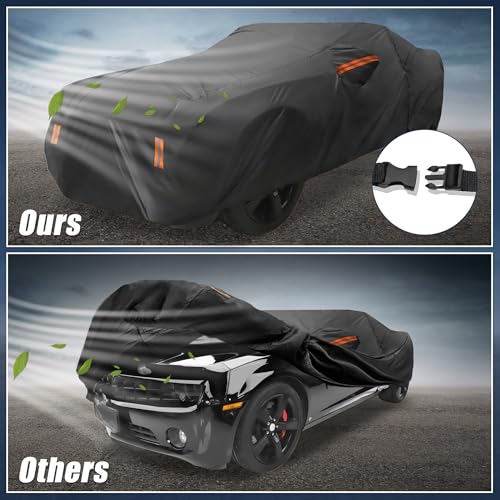 Image of X AUTOHAUX Car Cover for Chevy Camaro 2010-2021 Aluminum Film Outdoor Waterproof Sun Rain Snow Hail Protection with Driver Door Zipper