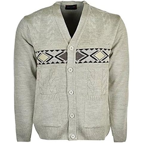Mens Knitted Cardigans V Neck Classic Style Cardigan (XL, Beige) Cover