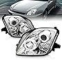 AmeriLite Chrome Projector Replacement Headlights Dual Halo LED Set for 97-01 Honda Prelude - Passenger and Driver Side